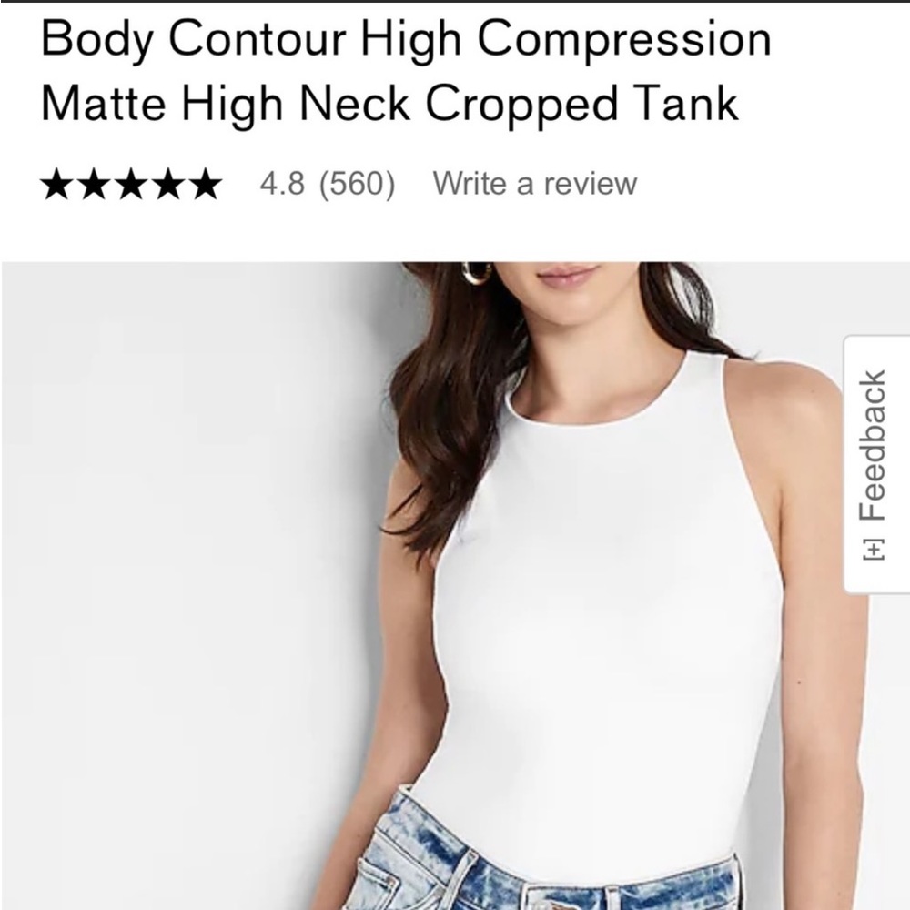 Express White High Neck Cropped Tank Top